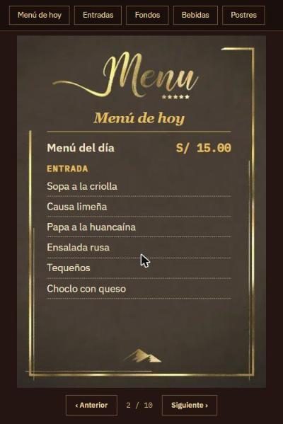 Carta en el celular del cliente